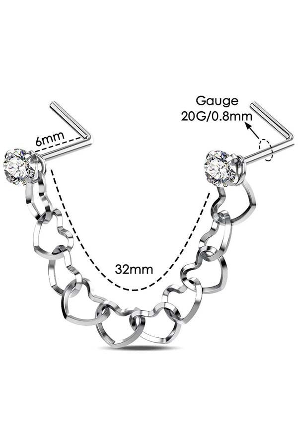 CZ Top Heart | NOSE CHAIN
