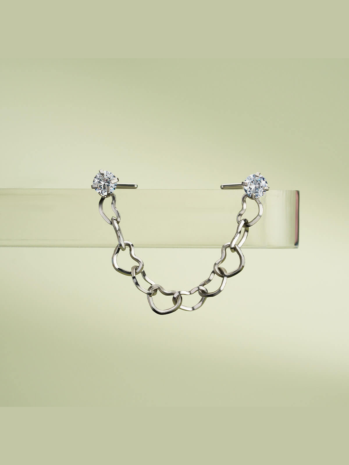 Cz Top Heart Shape Nose Piercing Chain | NOSE RING