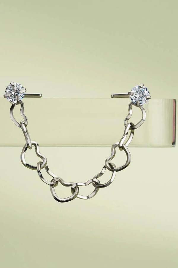 CZ Top Heart | NOSE CHAIN