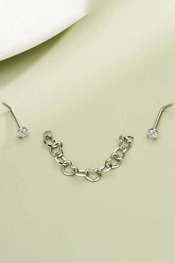 CZ Top Heart | NOSE CHAIN