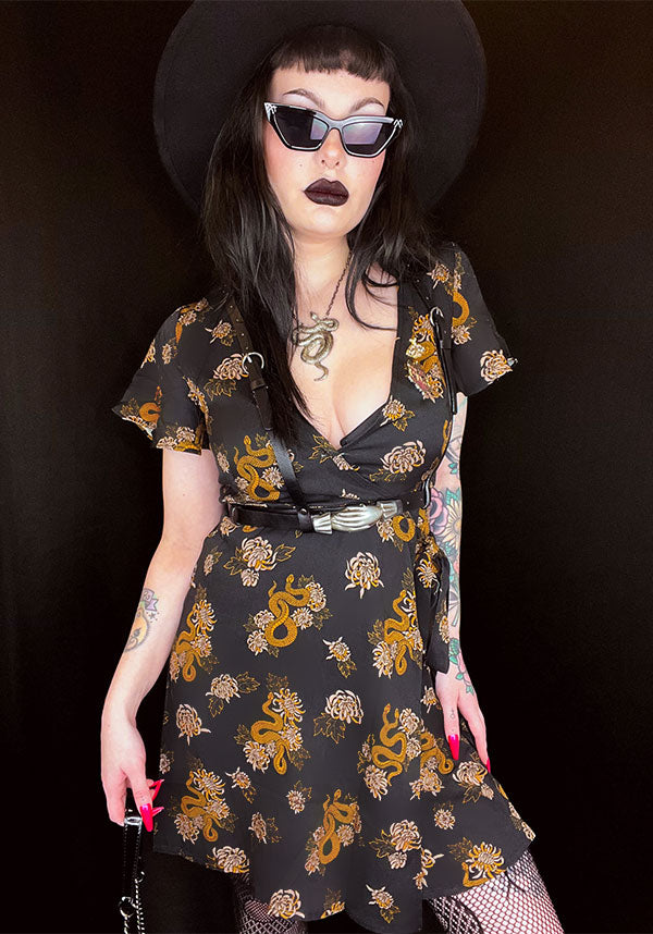 Ectogasm Ophelia Snakes and Chrysanthemums Wrap Dress Buy Online