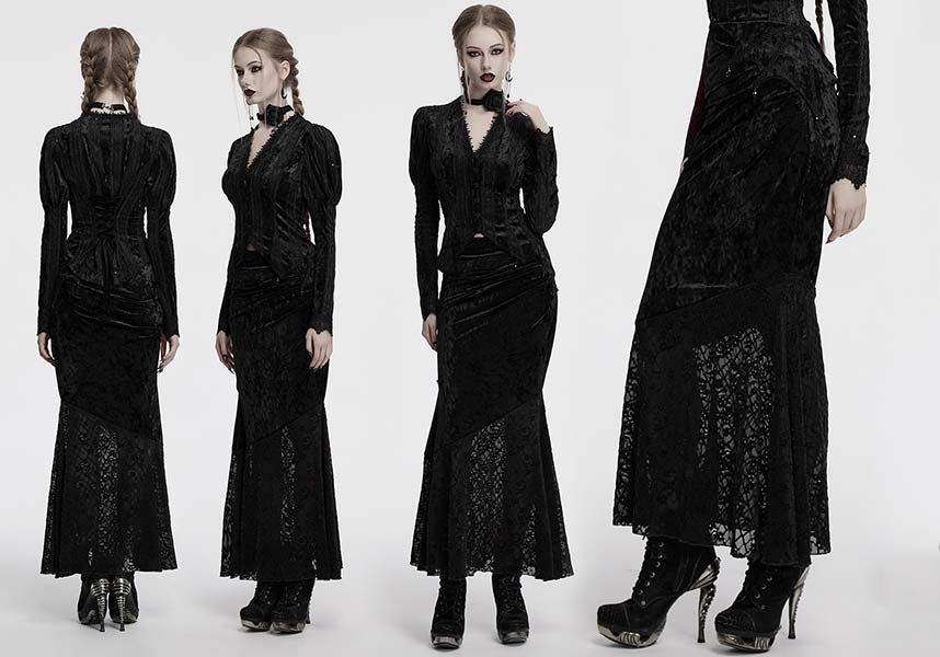 Aureole [Black] Velvet | MAXI SKIRT