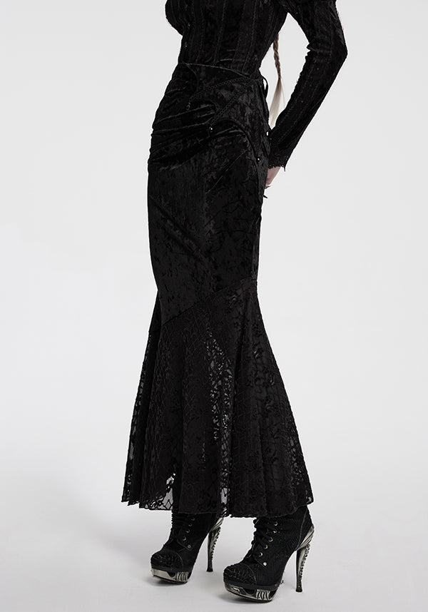 Aureole [Black] Velvet | MAXI SKIRT