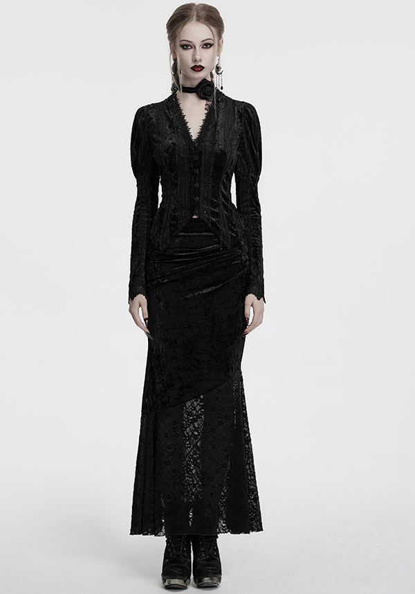 Aureole [Black] Velvet | MAXI SKIRT