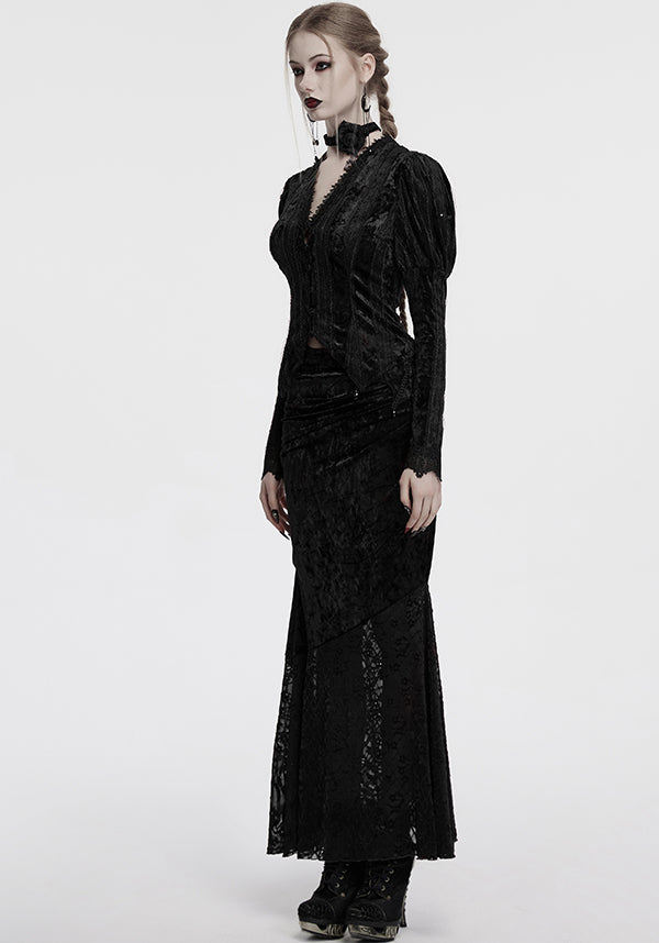 Aureole [Black] Velvet | MAXI SKIRT