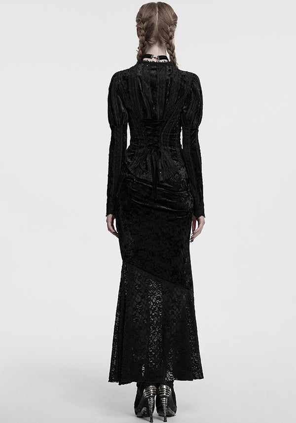 Aureole [Black] Velvet | MAXI SKIRT
