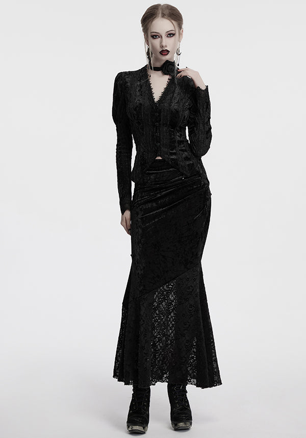 Aureole [Black] Velvet | MAXI SKIRT
