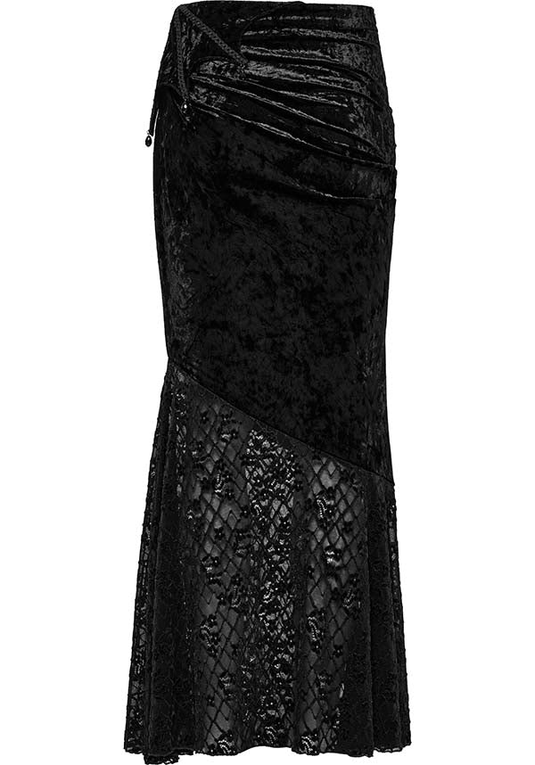 Aureole [Black] Velvet | MAXI SKIRT
