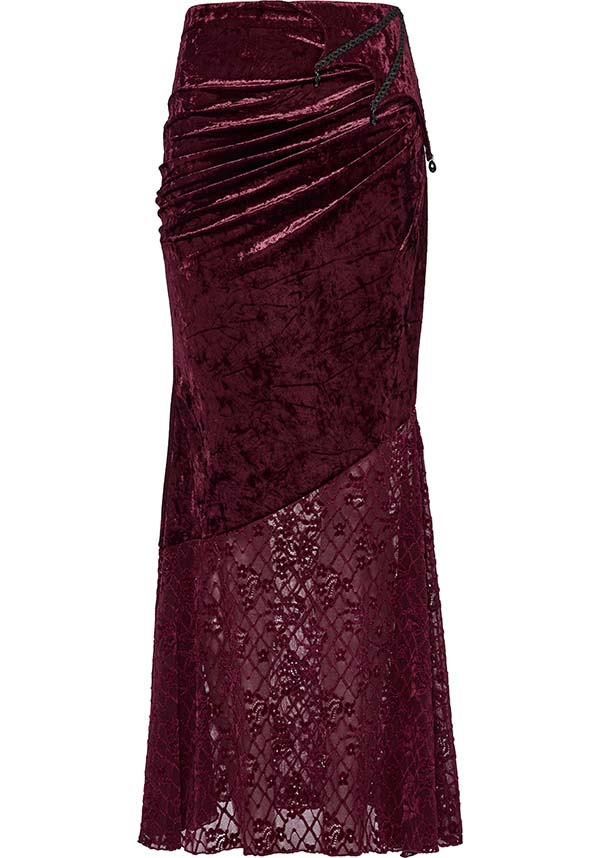 Aureole [Wine] Velvet | MAXI SKIRT