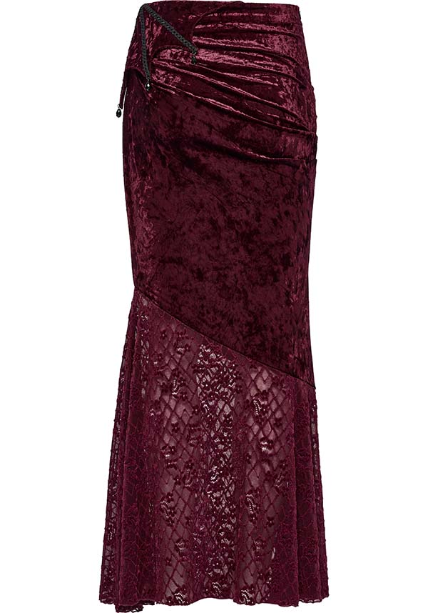 Aureole [Wine] Velvet | MAXI SKIRT