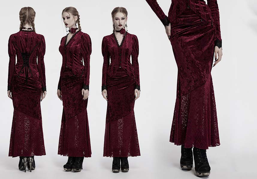 Aureole [Wine] Velvet | MAXI SKIRT