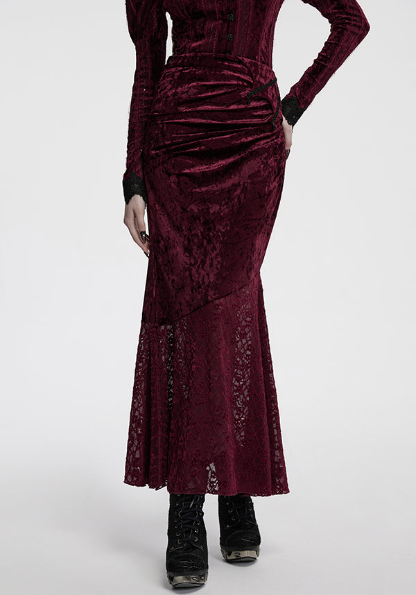 Aureole [Wine] Velvet | MAXI SKIRT