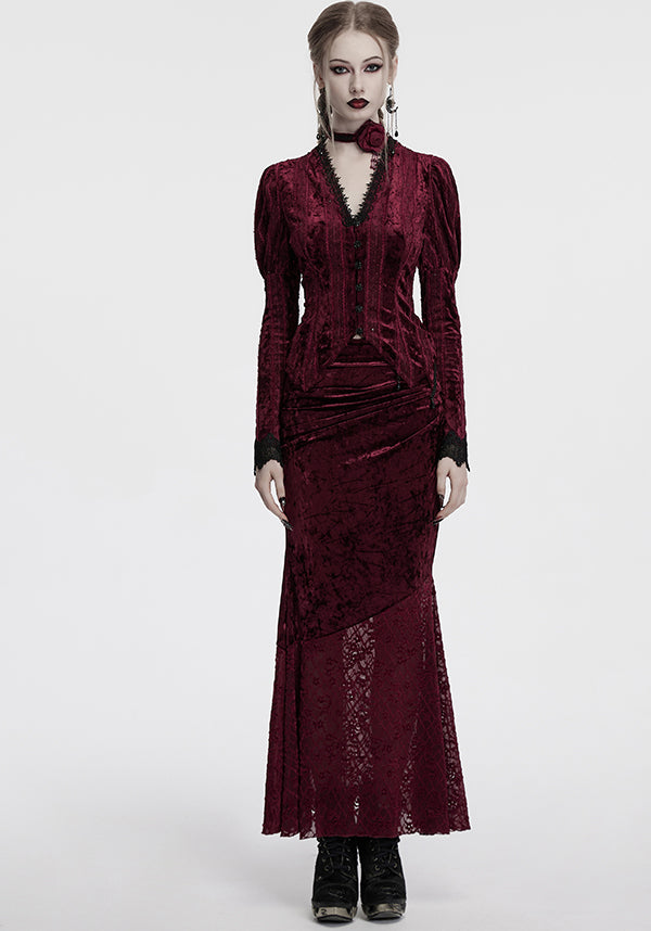 Aureole [Wine] Velvet | MAXI SKIRT