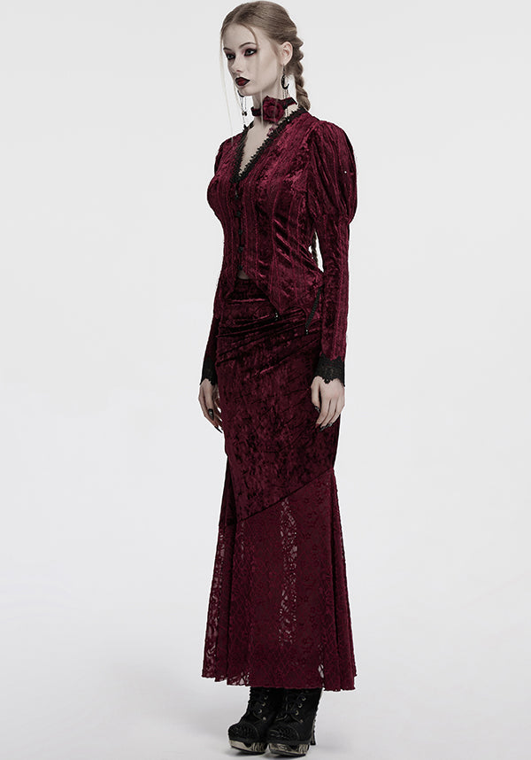 Aureole [Wine] Velvet | MAXI SKIRT