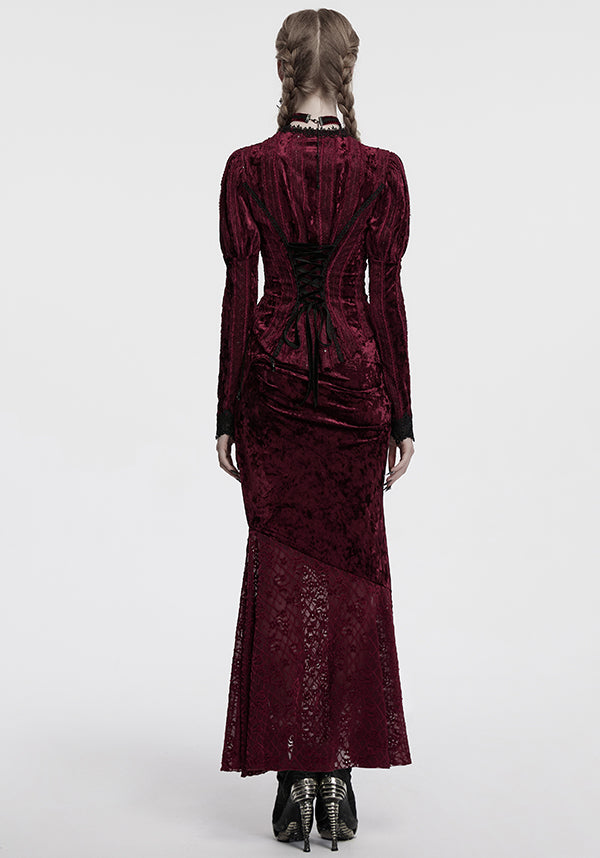 Aureole [Wine] Velvet | MAXI SKIRT