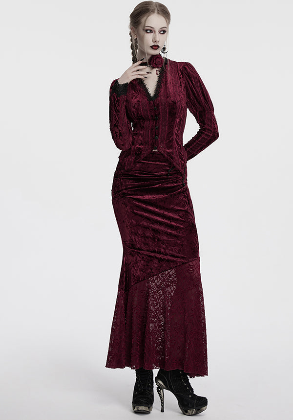 Aureole [Wine] Velvet | MAXI SKIRT