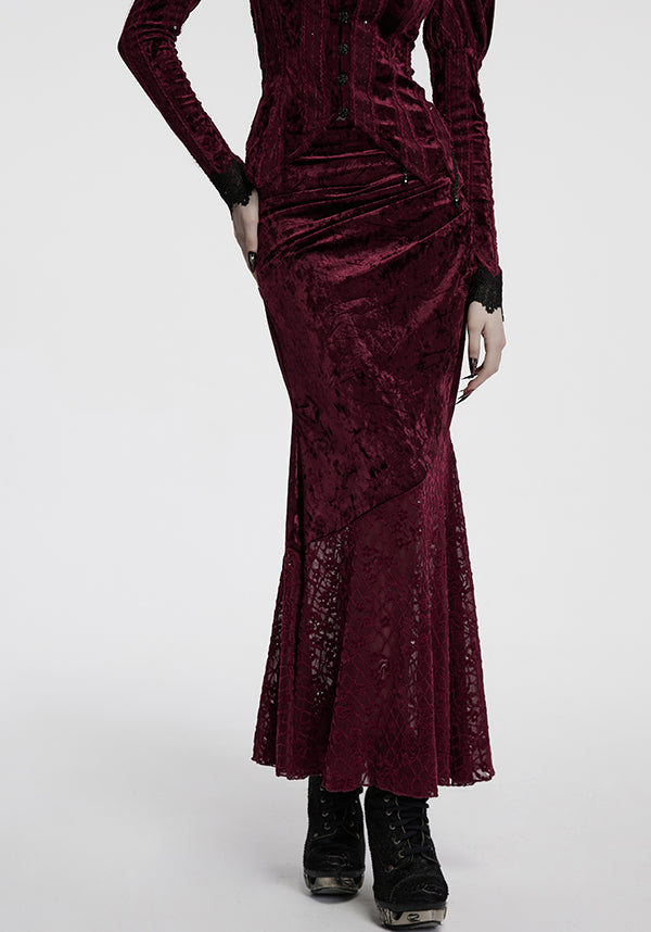 Aureole [Wine] Velvet | MAXI SKIRT
