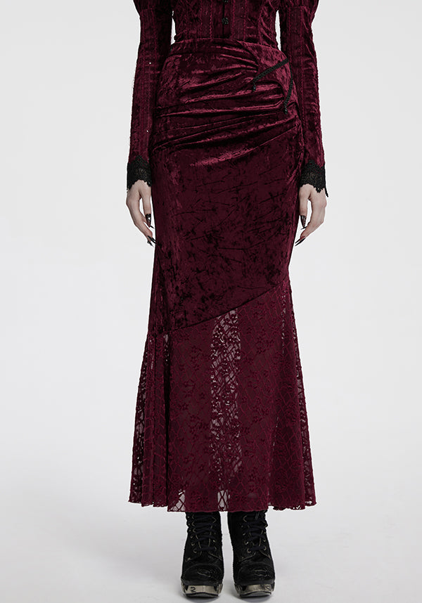 Aureole [Wine] Velvet | MAXI SKIRT