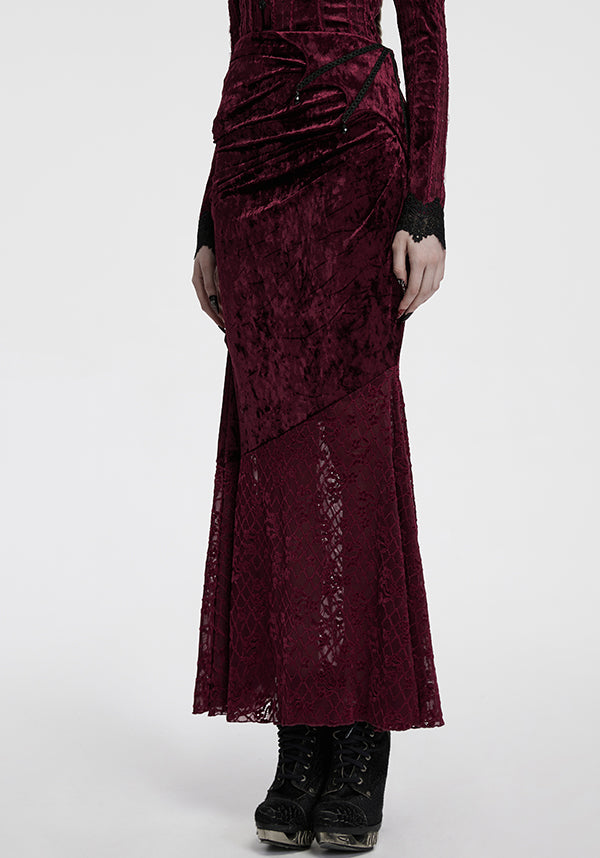 Aureole [Wine] Velvet | MAXI SKIRT