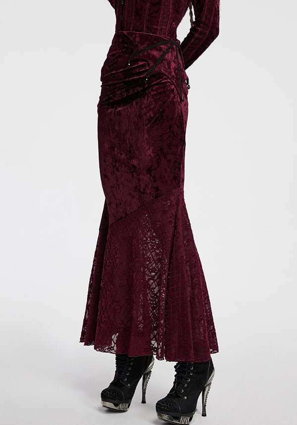 Aureole [Wine] Velvet | MAXI SKIRT