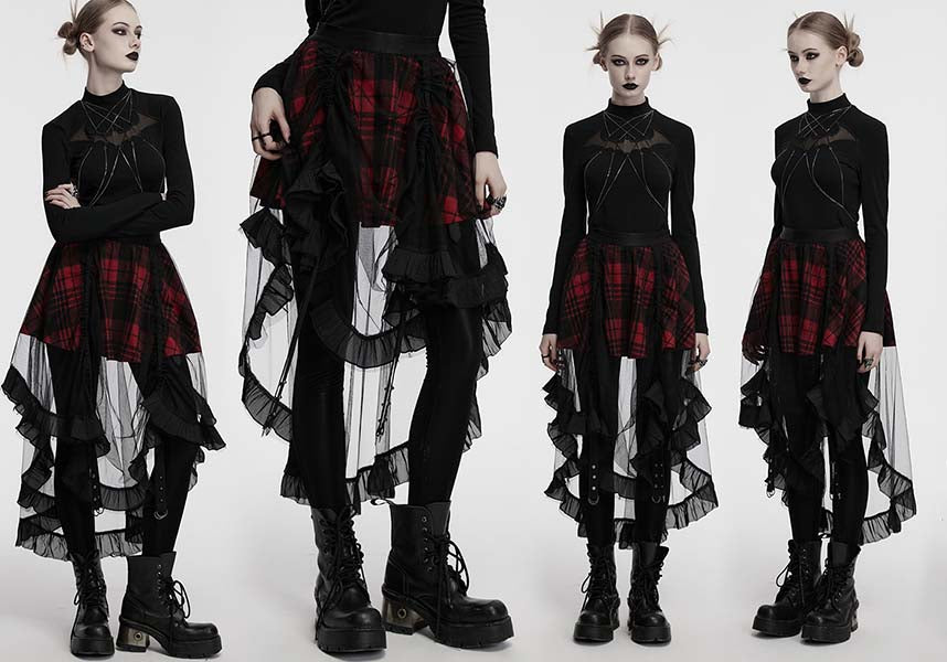 Ashaya Plaid Mesh | MIDI SKIRT