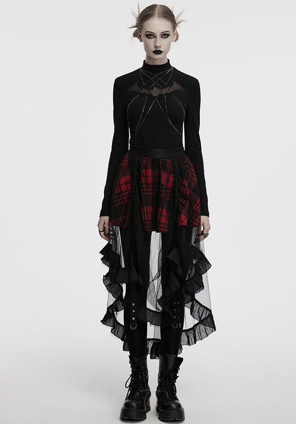 Ashaya Plaid Mesh | MIDI SKIRT