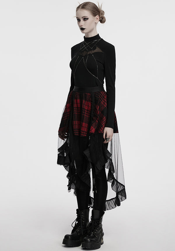 Ashaya Plaid Mesh | MIDI SKIRT