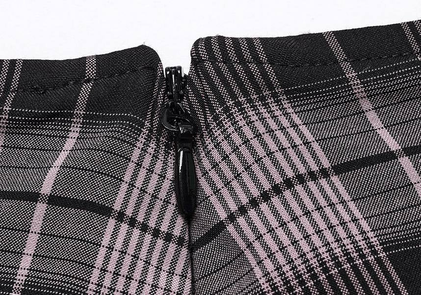 Quinn Tartan [Baby Pink/Black] | MINI SKIRT*