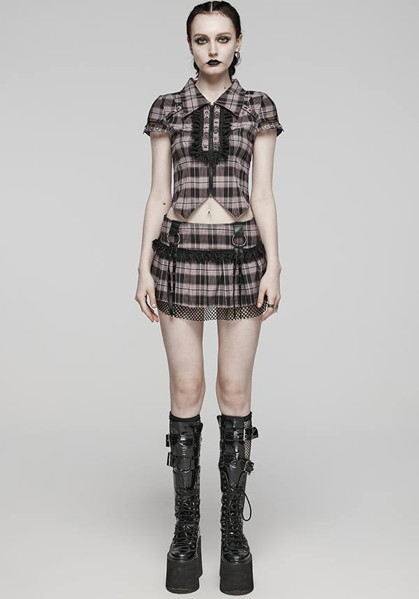 Quinn Tartan [Baby Pink/Black] | MINI SKIRT*