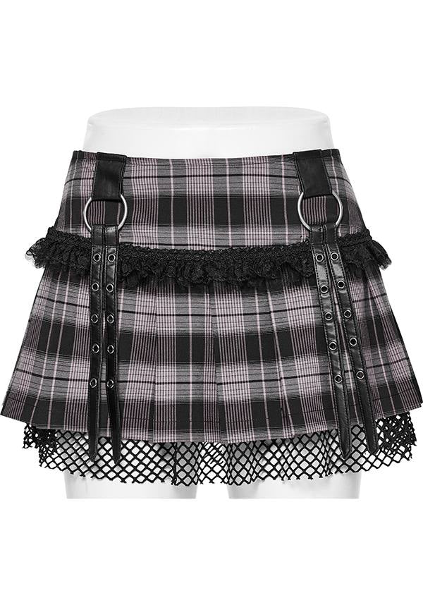 Quinn Tartan [Baby Pink/Black] | MINI SKIRT*