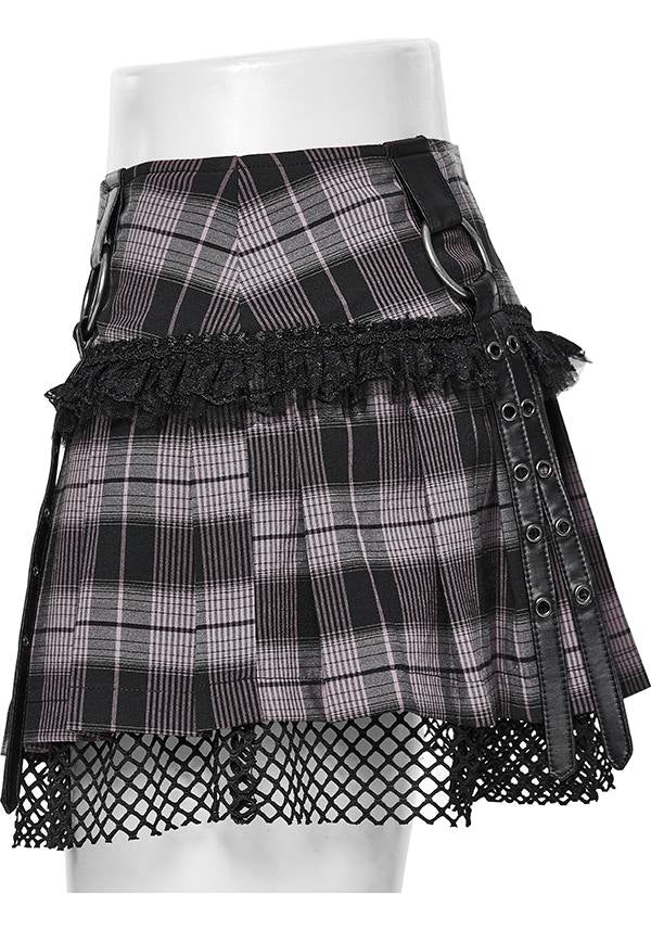 Quinn Tartan [Baby Pink/Black] | MINI SKIRT*