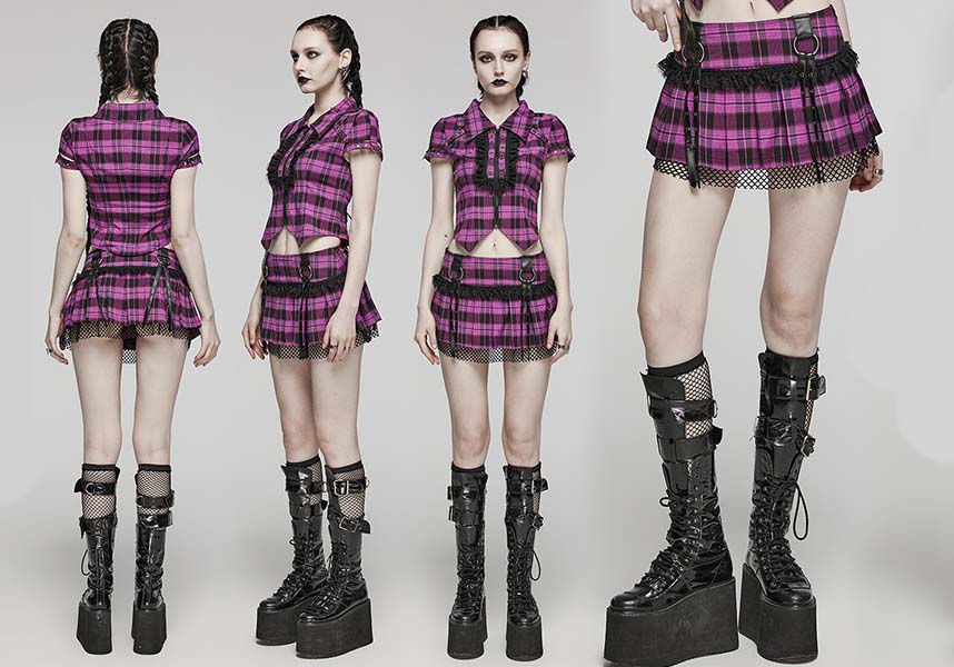 Quinn Tartan [Magenta/Black] | MINI SKIRT*