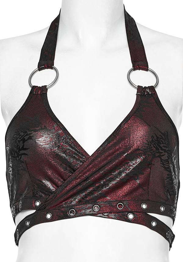 Minerva [Black/Red] | WRAP HALTER TOP*
