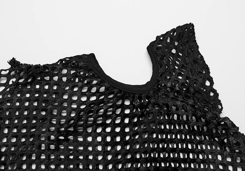 Dionisia Fishnet [Black] | COLD SHOULDER TOP
