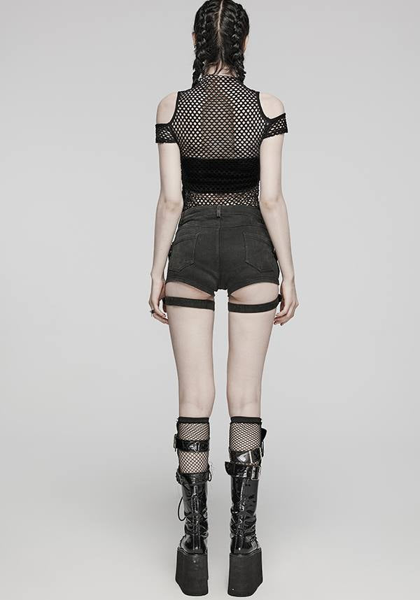 Dionisia Fishnet [Black] | COLD SHOULDER TOP