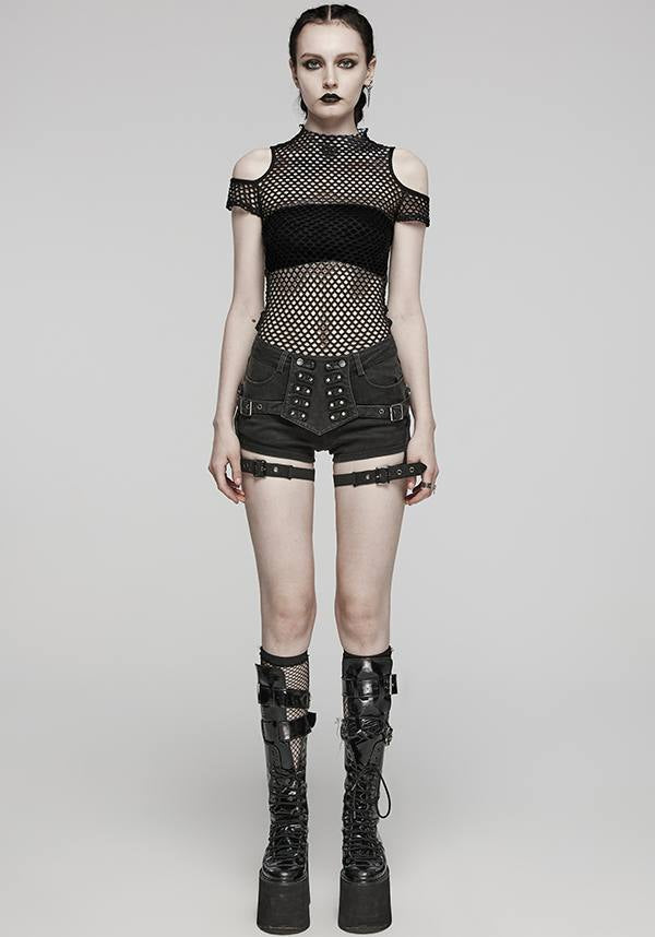 Dionisia Fishnet [Black] | COLD SHOULDER TOP
