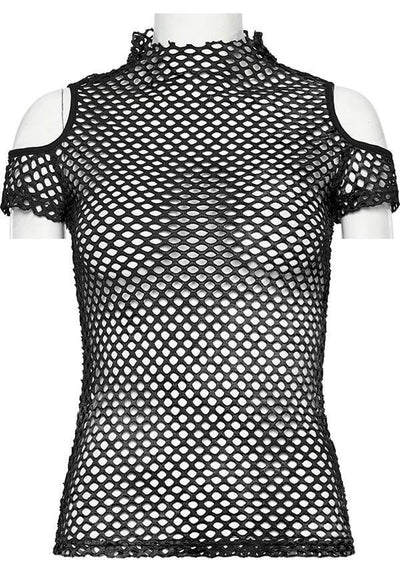 Dionisia Fishnet [Black] Cold Shoulder Top