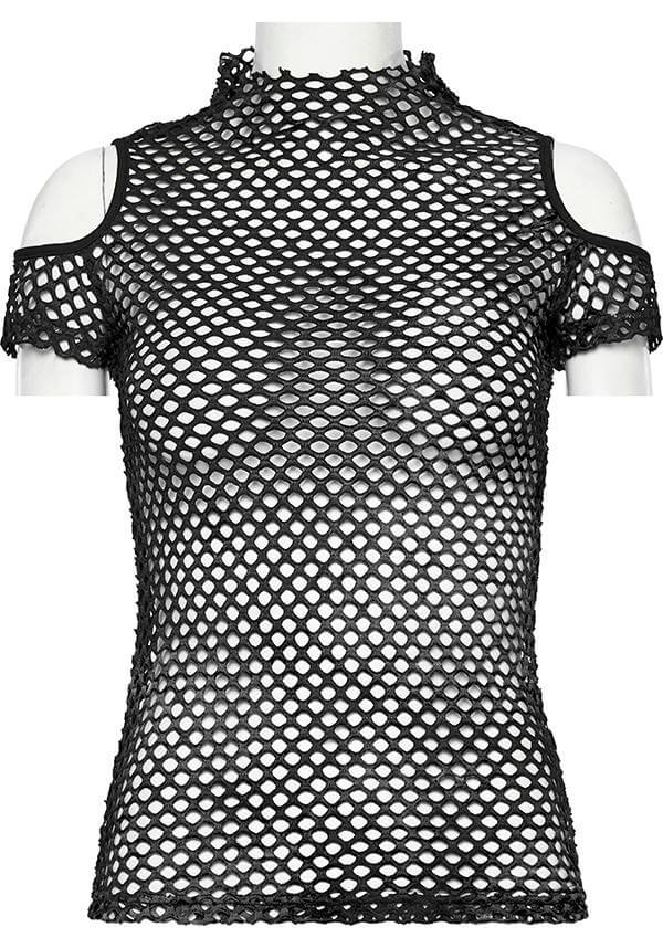 Dionisia Fishnet [Black] | COLD SHOULDER TOP