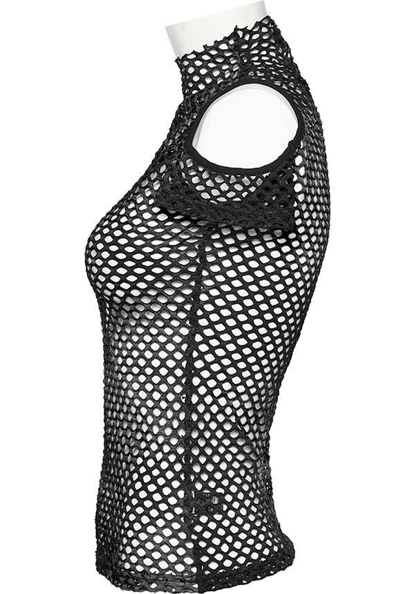 Dionisia Fishnet [Black] | COLD SHOULDER TOP