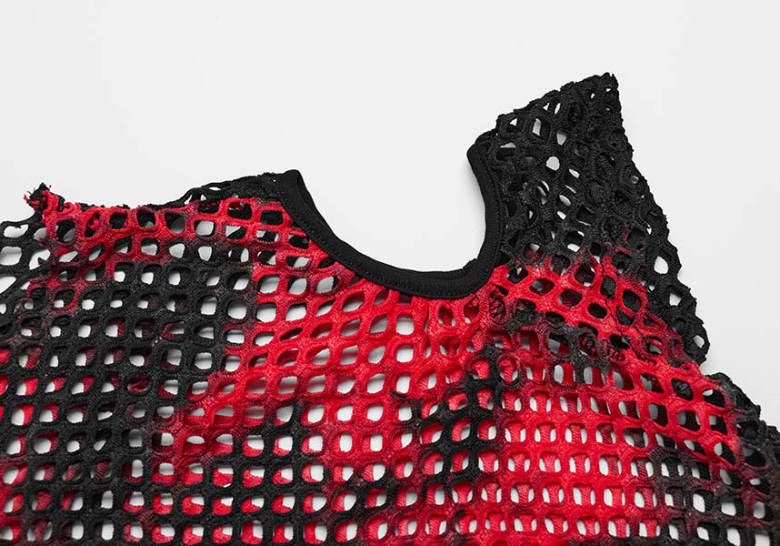 Dionisia Fishnet [Black/Red] | COLD SHOULDER TOP*