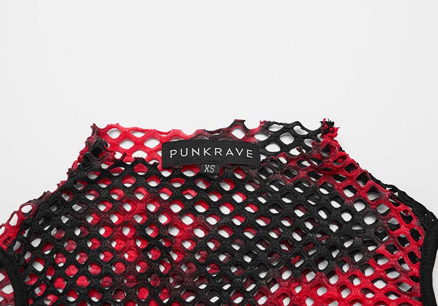 Dionisia Fishnet [Black/Red] | COLD SHOULDER TOP*