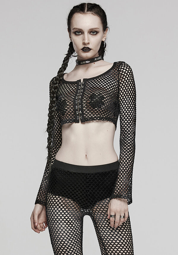 Badriyah Fishnet [Black] | CROP TOP*