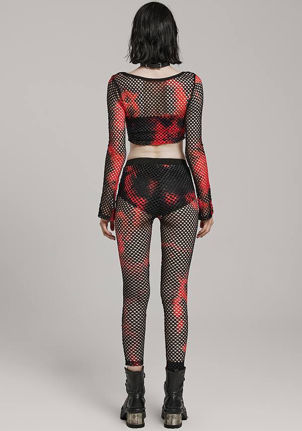 Badriyah Fishnet [Black/Red] | CROP TOP*