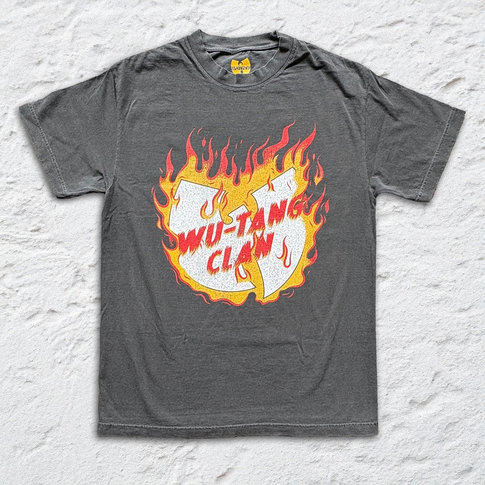 Wu-Tang Clan | Flaming Logo [Faded Black] T-SHIRT [PREORDER]