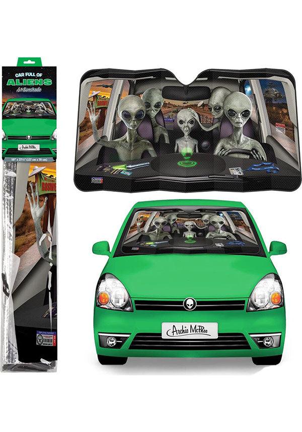 Car Full Of Aliens | AUTO SUNSHADE - Beserk - accoutrements, alien, all, aug20, black, car, car accessories, clickfrenzy15-2023, discountapp, fp, gift, gift idea, gifts, gothic gifts, gothic homewares, halloween homewares, home, homeware, homewares, mens gifts, novelty, pop, pop culture, pop culture accessories, pop culture homewares, sunshade