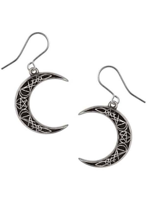 A Pact with the Prince | EARRINGS - Beserk - accessories, AGCREQBMCJ, alchemy gothic, all, all ladies, crescent moon, discountapp, earrings, fp, googleshopping, goth, gothic, gothic accessories, gothic gifts, jun2023, labelnew, ladies, ladies accessories, mens accessories, mini pentagram, moon, moon child, moon phase, pentacle, pentagram, R010623, silver, unisex, witch, witches, witchy, women, womens