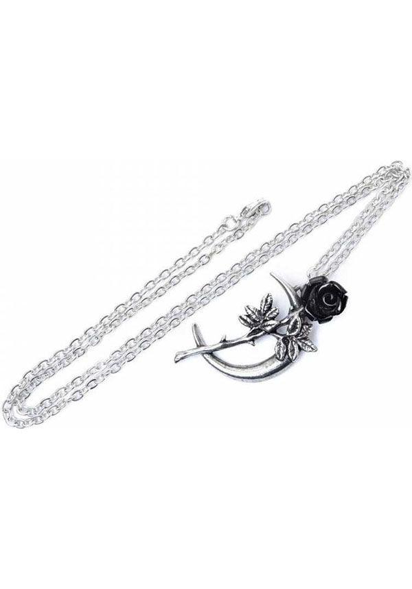 New Romance | PENDANT - Beserk - accessories, alchemy gothic, all, aug20, black rose, clickfrenzy15-2023, crescent moon, discountapp, fp, goth, gothic, gothic accessories, jewellery, jewelry, ladies accessories, moon, necklace, pendant, rose, valentines, valentines day, valentines gifts