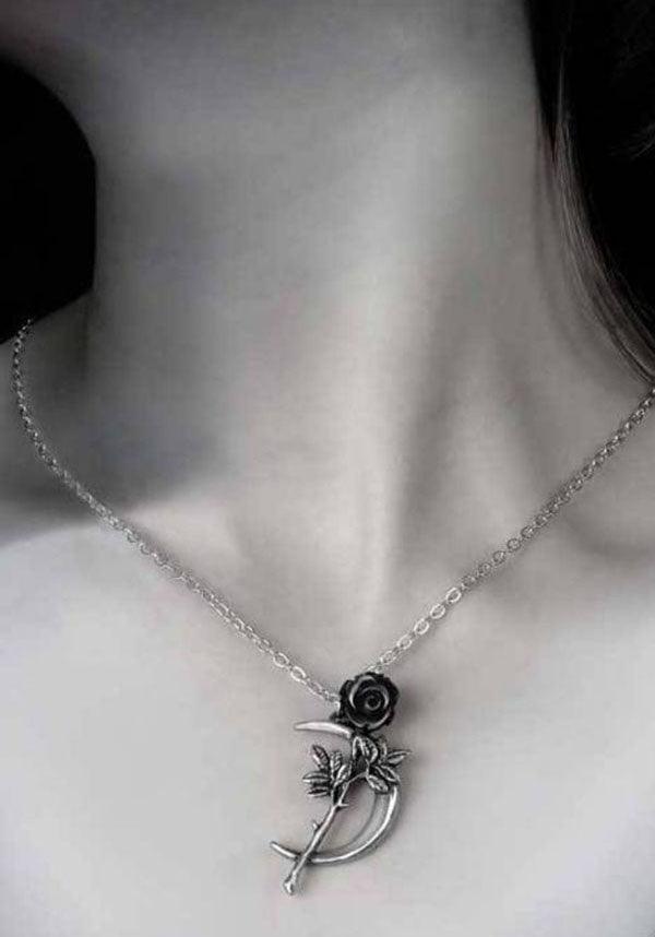 New Romance | PENDANT - Beserk - accessories, alchemy gothic, all, aug20, black rose, clickfrenzy15-2023, crescent moon, discountapp, fp, goth, gothic, gothic accessories, jewellery, jewelry, ladies accessories, moon, necklace, pendant, rose, valentines, valentines day, valentines gifts