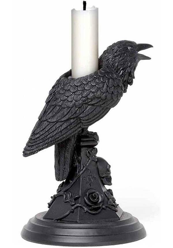 Poe&#39;s Raven | CANDLESTICK`` - Beserk - AG086790, all, bird, candle, candle holder, candles, clickfrenzy15-2023, discountapp, fp, gift, gift idea, gift ideas, gifts, goth, goth homeware, gothic, gothic gifts, gothic homeware, gothic homewares, halloween homeware, halloween homewares, home, homeware, homewares, jul22, r030722, raven, skull