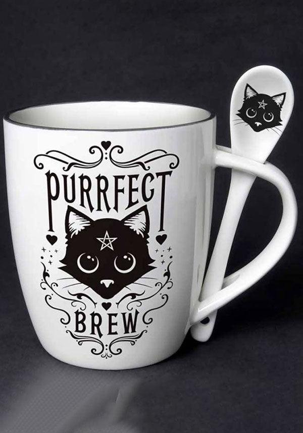 Purrfect Brew | MUG & SPOON SET` - Beserk - alchemy gothic, all, black, black cat, cat, cats, christmas gift, christmas gifts, clickfrenzy15-2023, coffee, cup, discountapp, fp, gift, gift idea, gifts, goth, gothic, gothic gifts, gothic homewares, home, homeware, homewares, kitchen, mothersday, mothersdaycosy, mug, pentacle, pentagram, R300920, sep20, spoon, winter, winter homewares, witch, witches, witchy